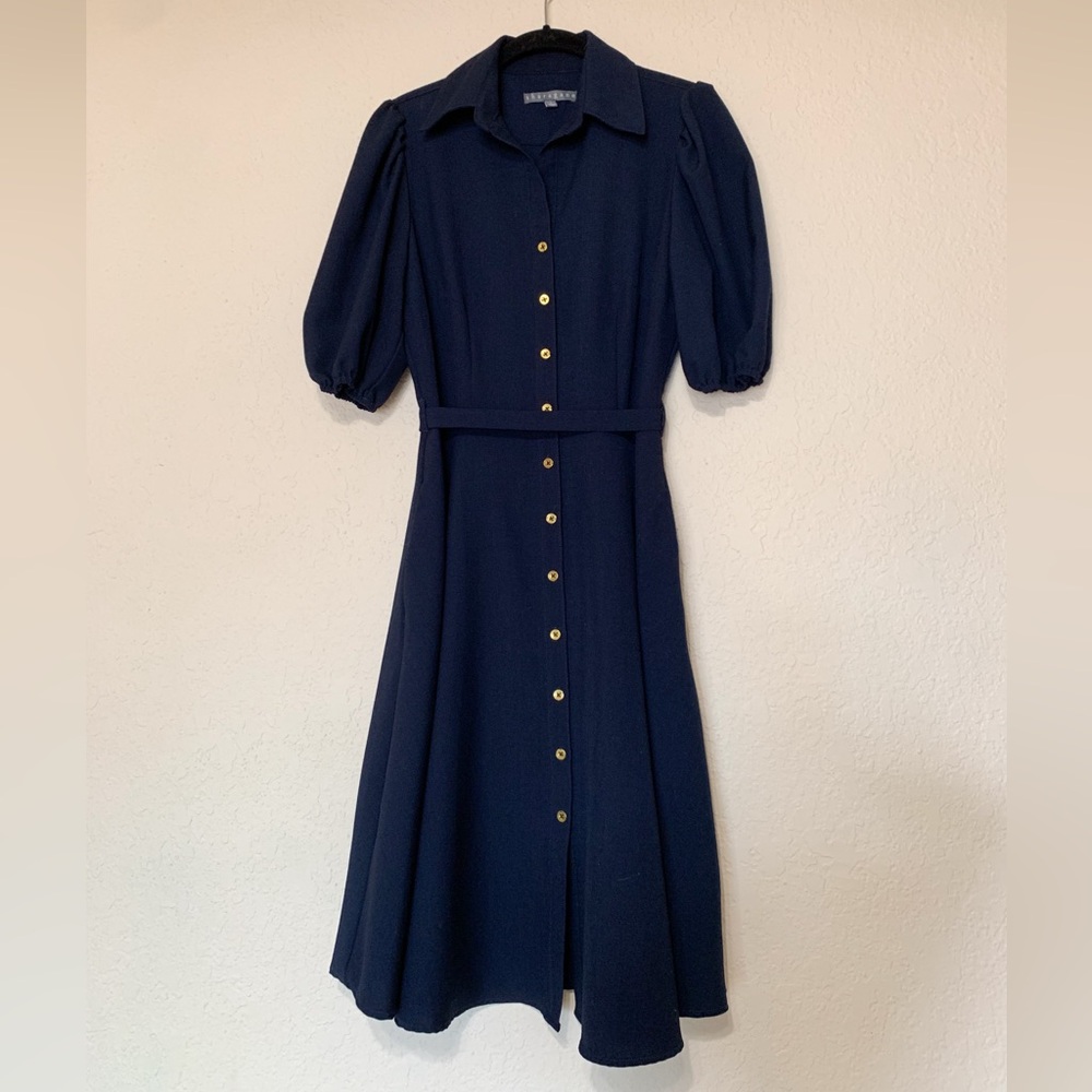 Elegant Navy Blue Midi Dress